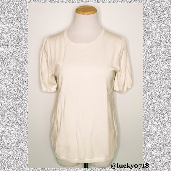 Ann Taylor NWT Cream Seasonless Short Sleeve Top M - Picture 3 of 7